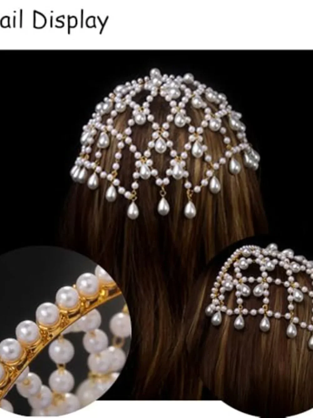 Gold Pearl Fairy Headpiece Head Chain Flapper 1920s Gatsby Party Women Hair